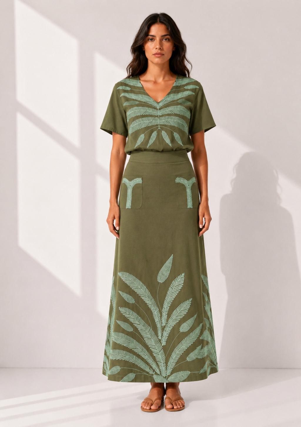 Arantxa Embroidered Green Blouse