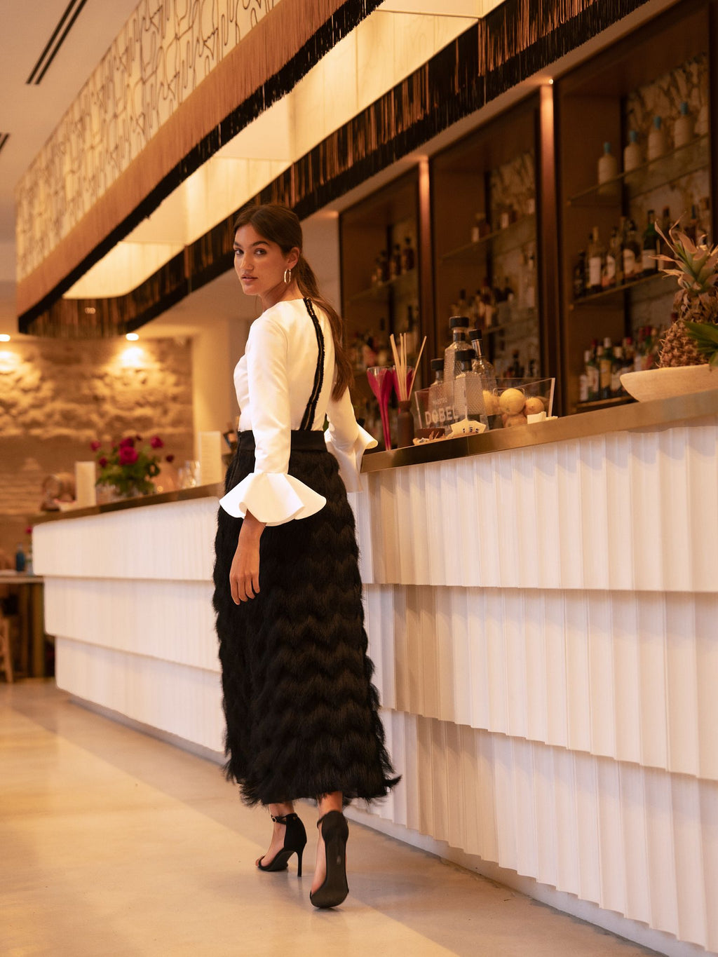 Ana Black Fringed Skirt