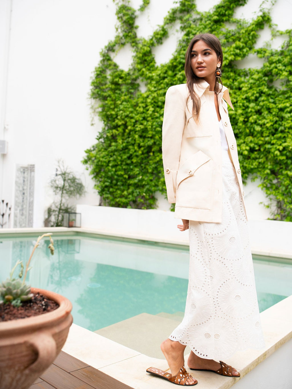 Anabel Embroidered White Skirt