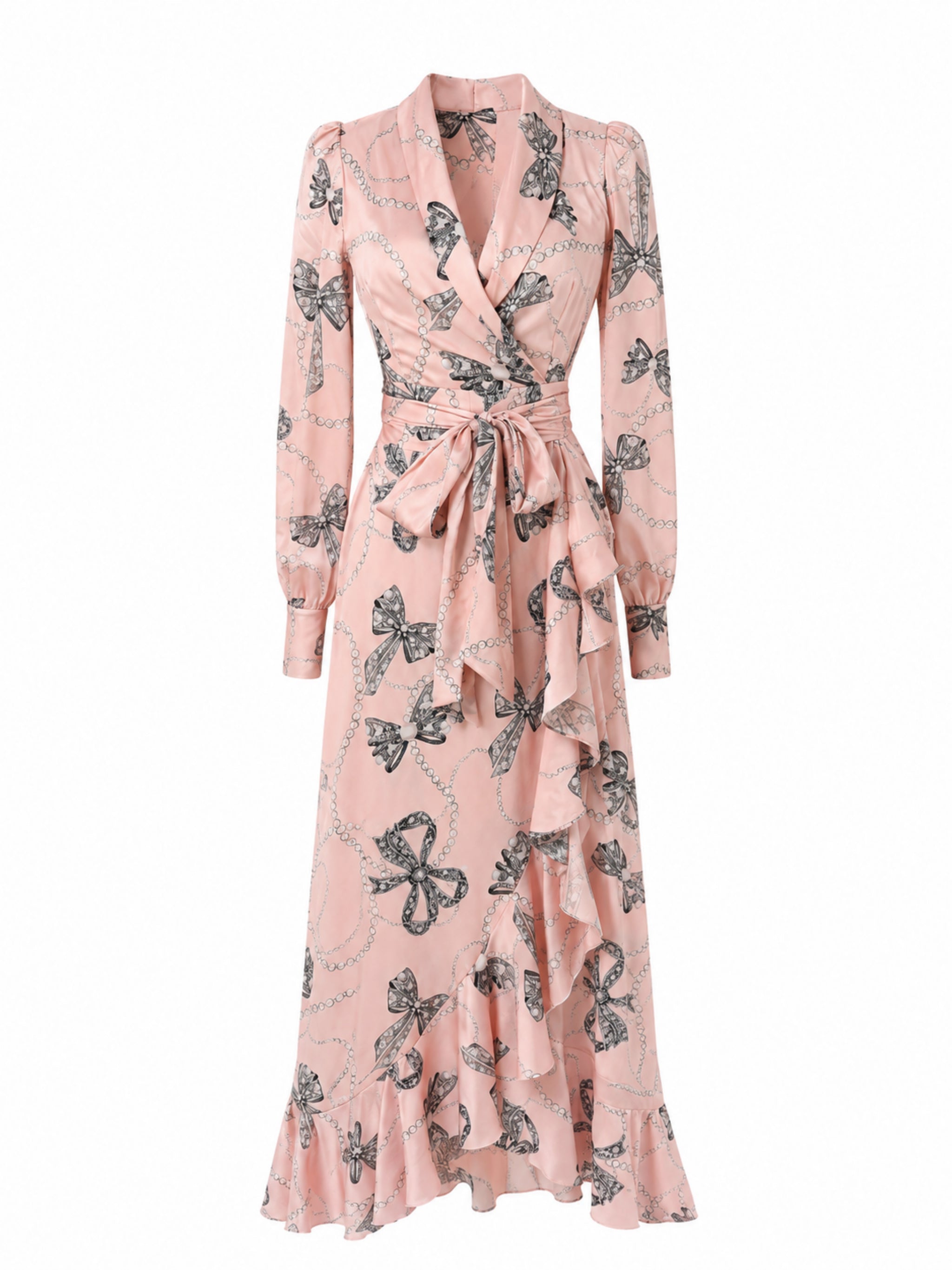 Vestido Asunción Largo Estampado Rosa